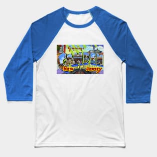 Greetings from Camden New Jersey, Vintage Large Letter Postcard Baseball T-Shirt
